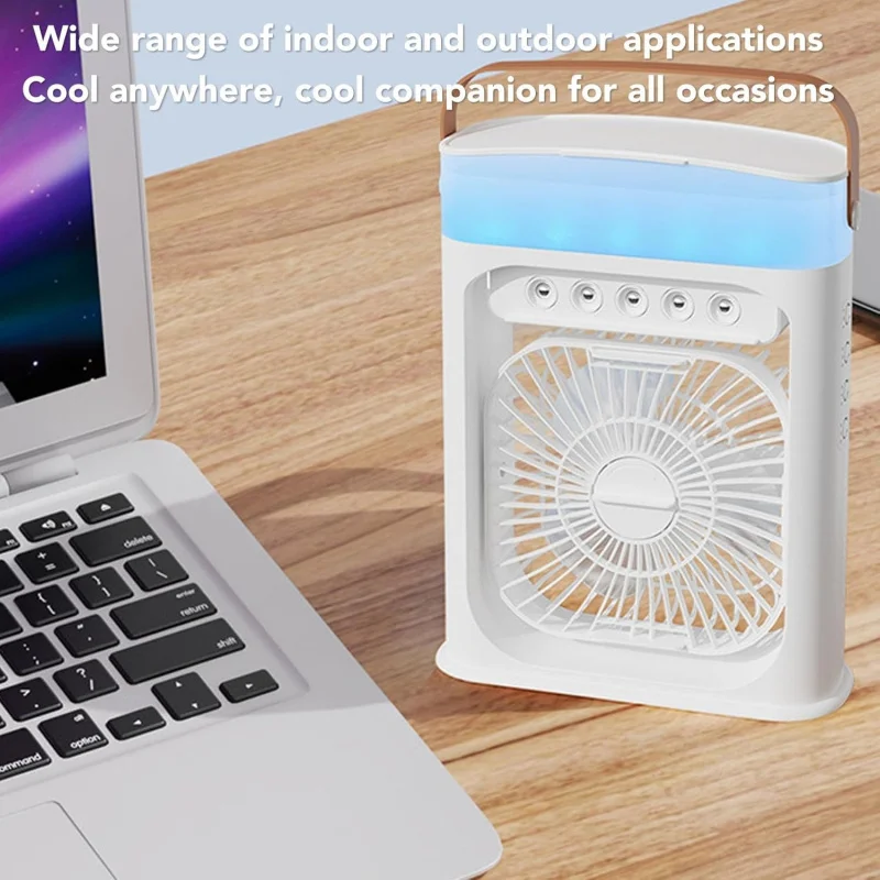 Portable Air Conditioner Fan USB Plug In Evaporative Air Cooler with Humidifier 3 Speeds Adjustable Timer  for Home Tabletop