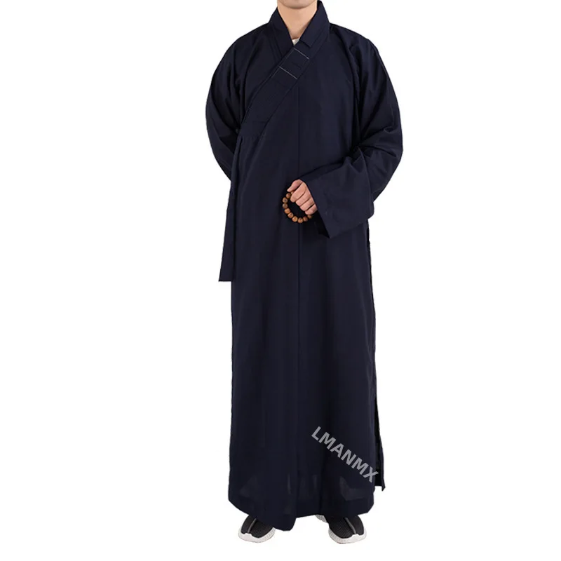 Traditional Chinese Clothing Long Robes for Buddhism Monk Buddhist Clothing for Adults Men Haiqing Meditation Gown