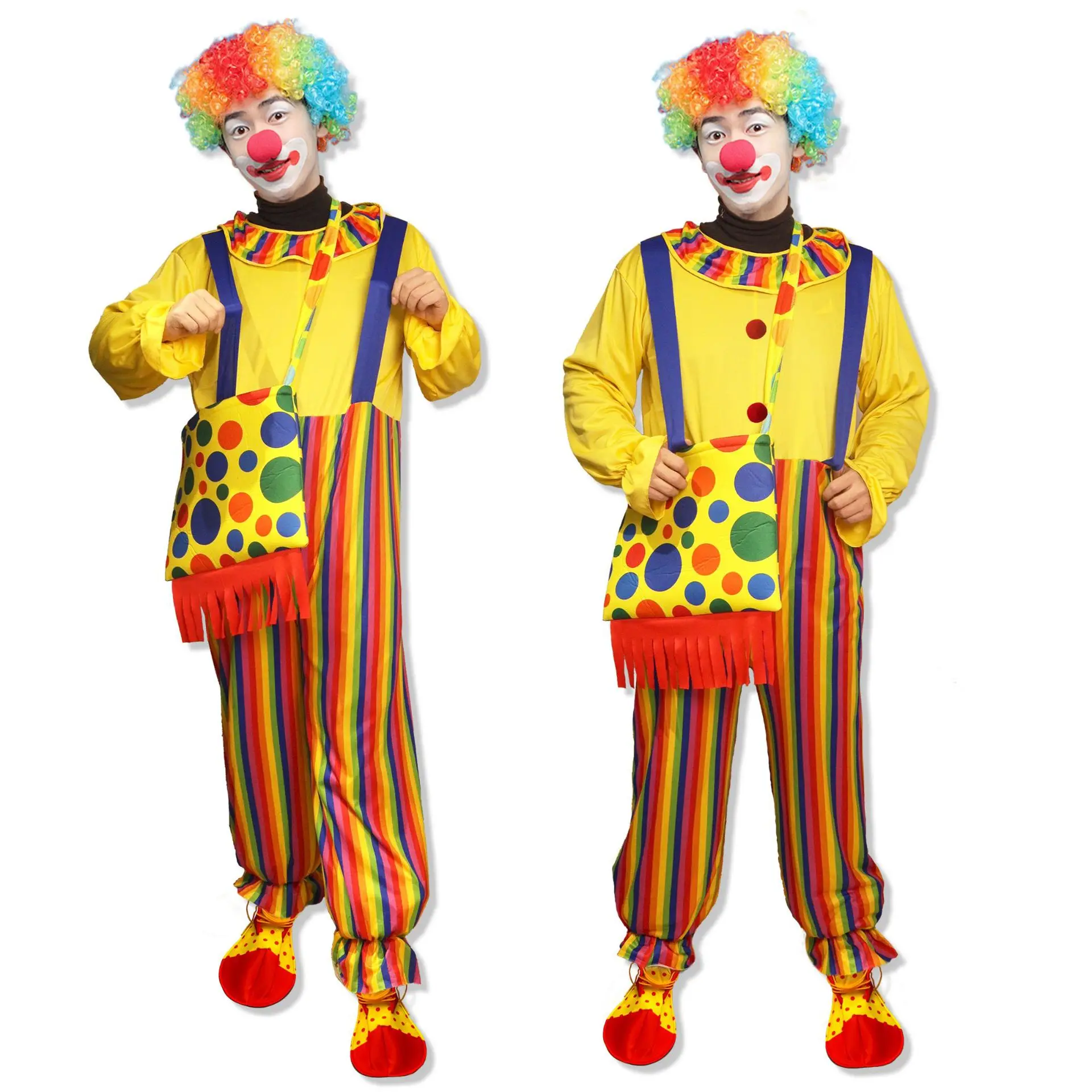 Halloween clown role-playing jumpsuit adult costume colorful circus clown costume suitable for birthday carnival