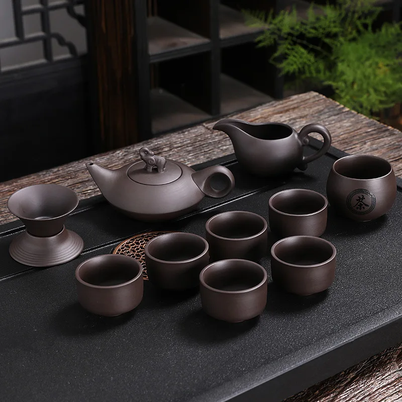 ceramic purple tea grupo kung fu pot infusor xishi gaiwan servindo cup teacup drinkware chines alta qualidade 210c 11 pcs 01