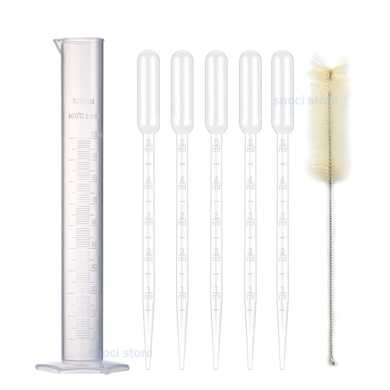 7Pcs 100ml Plastic Measuring Cylinder Thicked PP material Chemistry lab Equipment Graduated Cylinder for School Lab Supply
