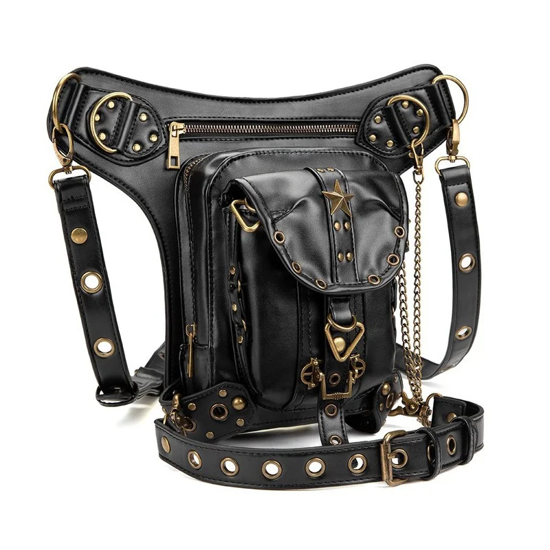 1Pc Cyber Punk Rock Handbags Steampunk Shoulder Bags Waist Leg Bags Travel Fashion Bags  Messenger Bag Thigh Hip Belt Packs