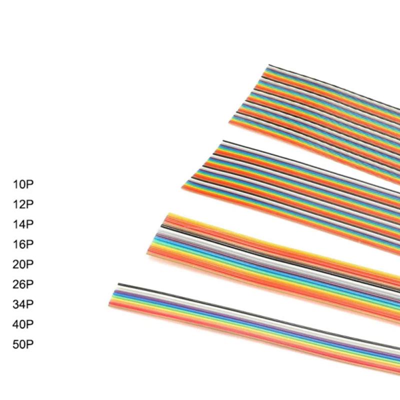 2Meter 10P 12P 14P 16P 20P 34P 40P 60P 64P PITCH Color Flat Ribbon Cable Rainbow DuPont Wire for FC Dupont Connector