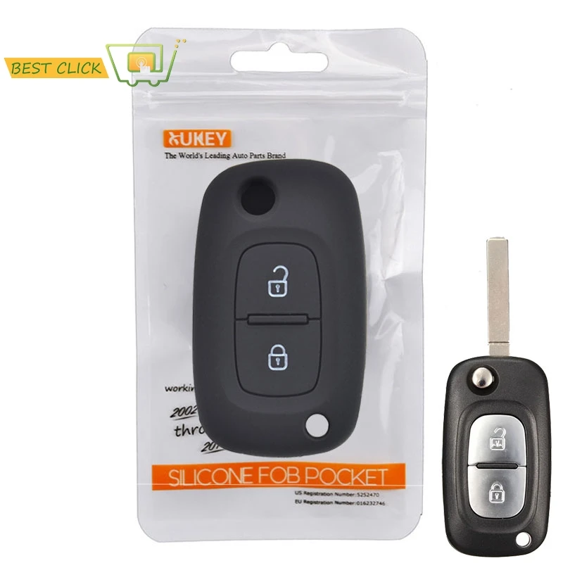 2 Buttons Silicone Car Key Case For Renault kangoo Modus Megane Clio 2017 2018 Cover Keyless Remote Fob Shell Protector