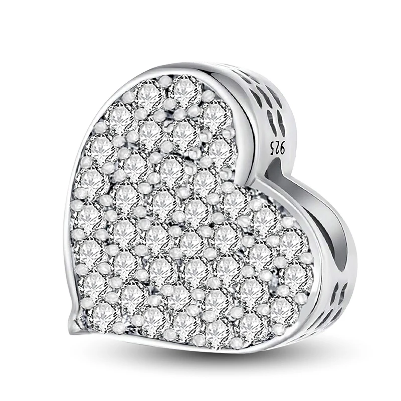 925 Sterling Silber Anhänger Zirkon Pfote Rotes Liebesherz Charms Perlen Passend für Original Armband Armreifen DIY Feiner Schmuck für Frauen