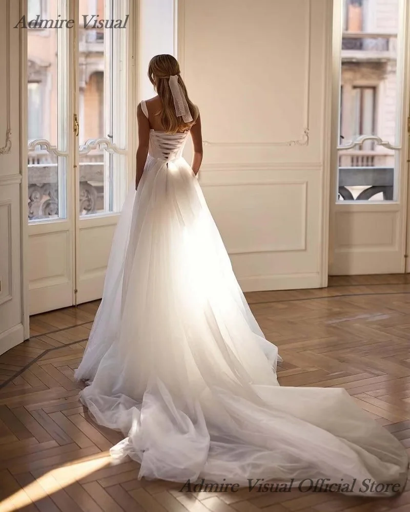 Admire Visual Wedding Dress A-Line Sweetheat Neckline Sleeveless Basque With Detachable Shoulder Straps Customized Bride Gowns