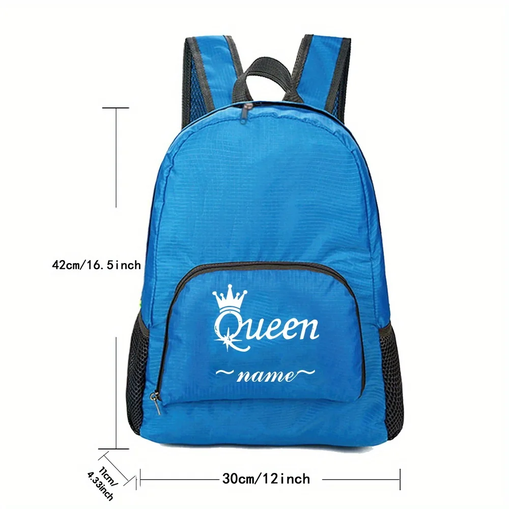 Personalized Customization Foldable Blue Backpack Travel Bag Lightweight Storage Bag Outdoor Eco-friendly Backpack