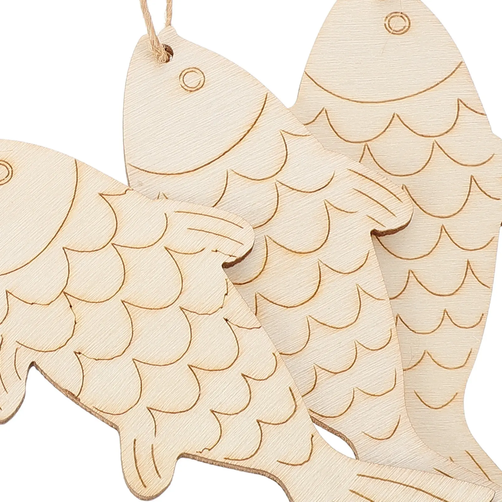 60Pcs Wood Fish Cutouts Unfinished Natural Wooden Fish Shapes for DIY Crafts Coastal Wall Hanging Ornaments Decoration