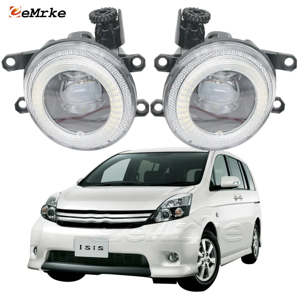 

LED Car Fog Lights Assy Angel Eyes DRL Daytime Running Light Lens for Toyota Isis Platana 2009 2010 2011 2012 2013 2014 2015