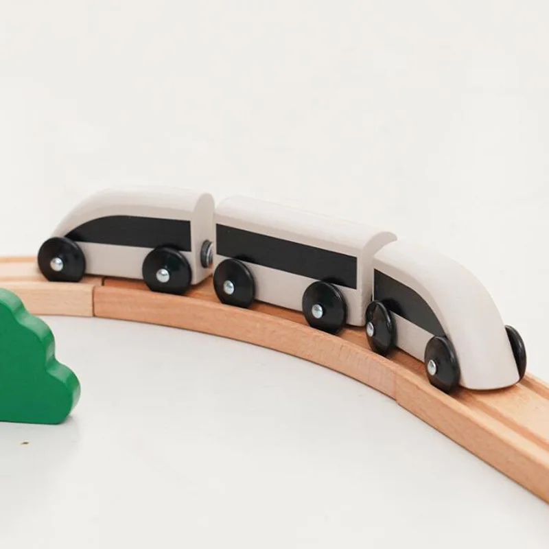 New Wooden Train Set Inertial Push Train Compatible With All Wooden Train Tracks Wooden Toys For Boys And Girls