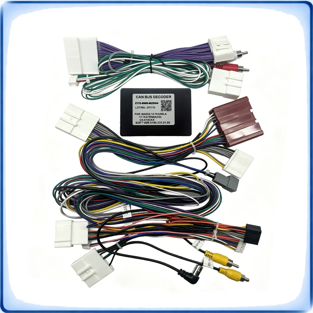Car Accessories Radio Wiring Harness with CANBUS Decoder Box for Mazda Axela CX-4 CX-5 Amplifier Models