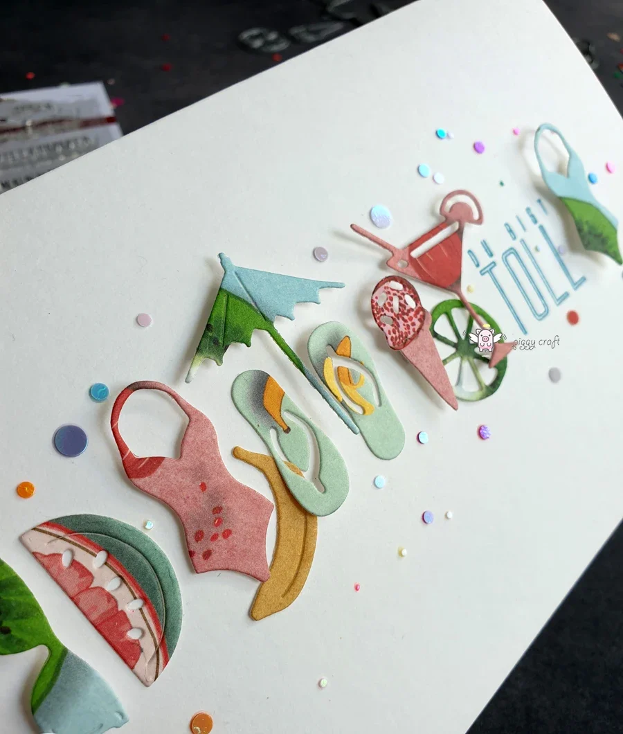 Piggy Craft metal cutting dies cut die mold Vacation beach bikini Scrapbook paper craft knife mould blade punch stencils dies