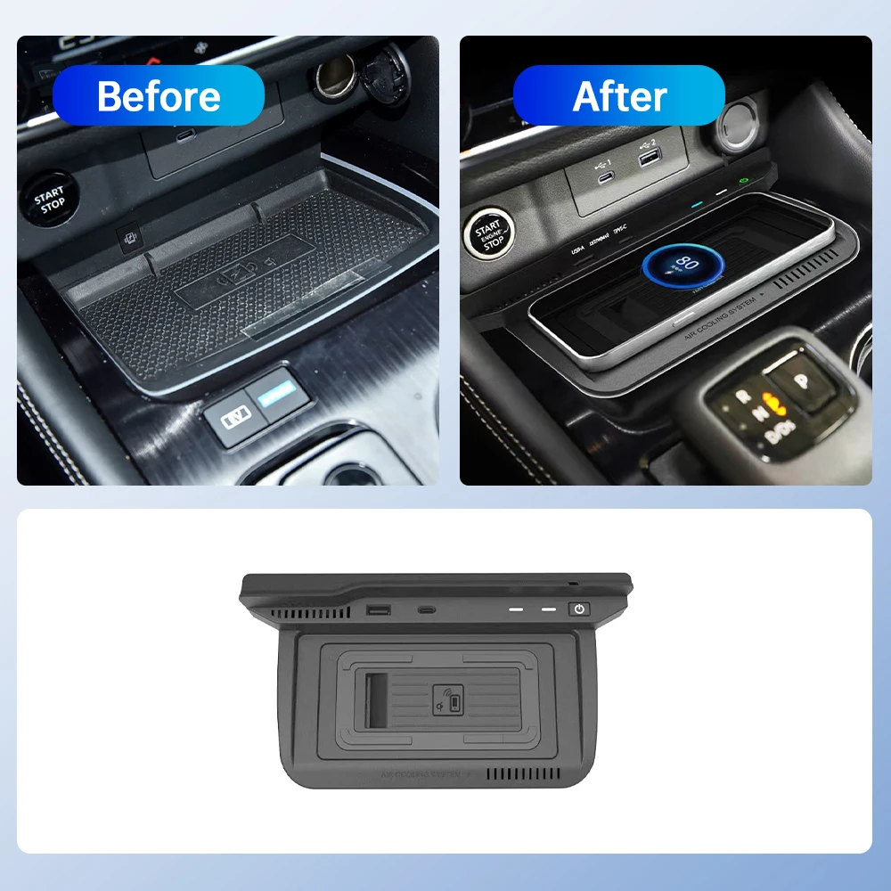 Almohadilla de carga inalámbrica para coche de 15W para Nissan Xtrail 2021-2025, soporte para cargador de teléfono, montaje móvil, carga rápida, Plug and Play Interior