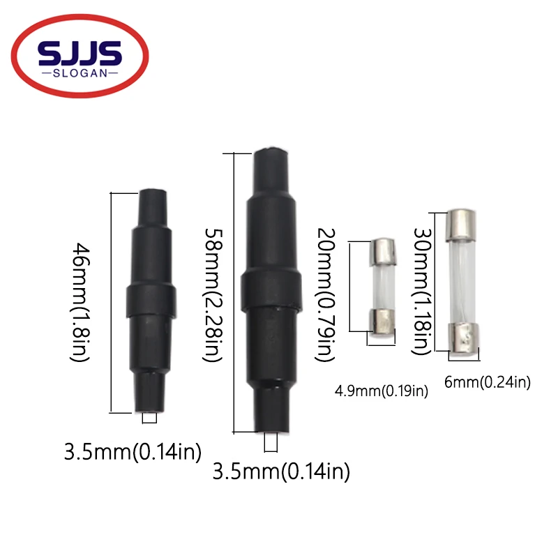 【10-5PCS】Car Fuse tube 5X20MM 6X30MM 250V Screw Type Quick Blow Plastic Shell Male Female,Spring,Crimping Terminal Safety Socket