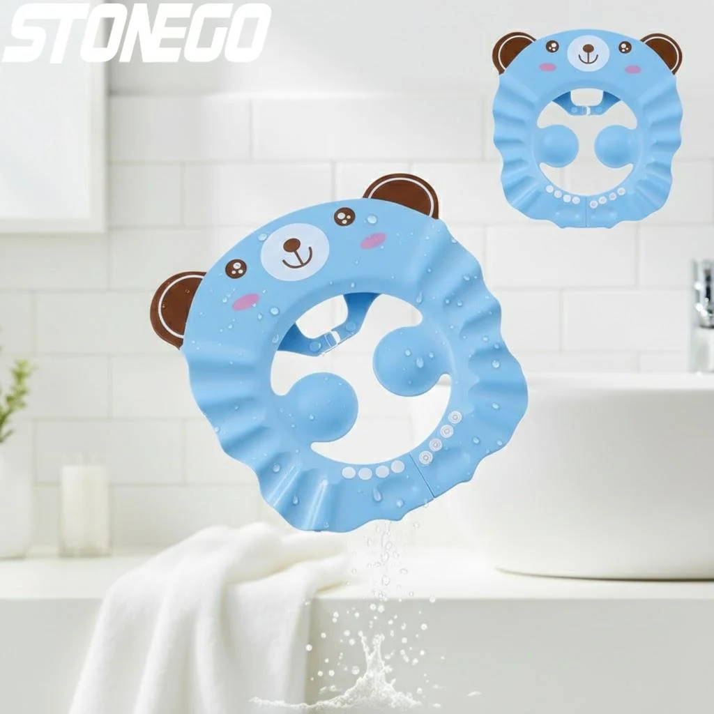 Adjustable Waterproof Baby Shower Cap Kids Ear Protection Soft Hair Cover Bathing Cap for Toddlers Children Essential