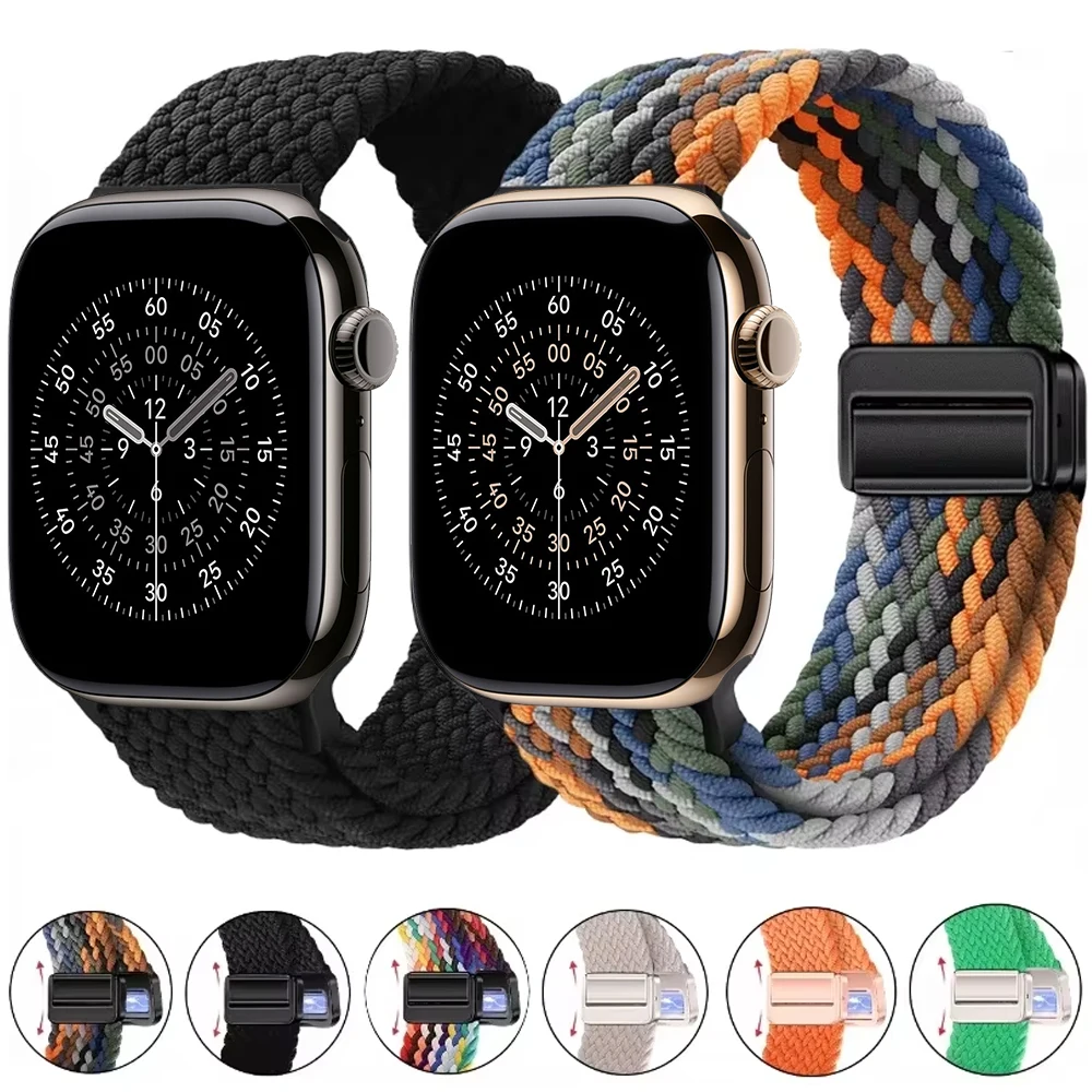 

Нейлоновый ремешок для Apple watch 10 42 мм 46 мм 9 8 7 45 мм 41 мм Ultra 2/1 49 мм Магнитный регулируемый ремешок для iWatch 6 5 4 3 SE 44 мм 40 мм