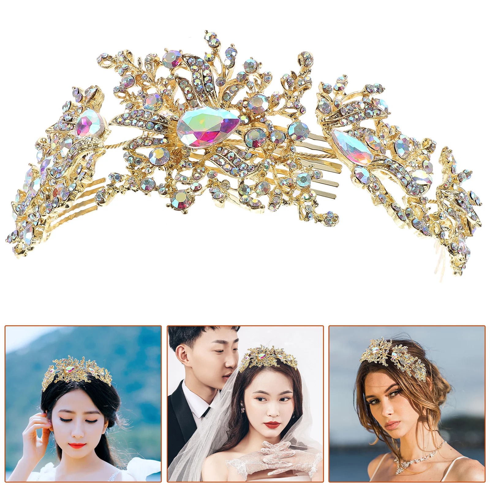 

Hair Combs for Women Accessories Barrettes Bride Headpiece Metal Rhinestone Clips Wedding Dress