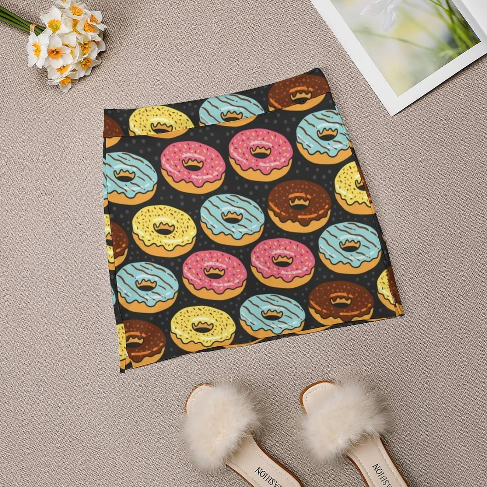 Donuts Forever gonna da donna con tasca gonna Vintage stampa una linea gonne abiti estivi blu spruzza ciambelle ciambelle snack