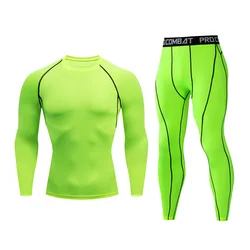 Men Sport Thermal Underwear Suits Outdoor Cycling Compression Sportswear Quick Dry Breathable Clothes Fitness Running Tracksuits