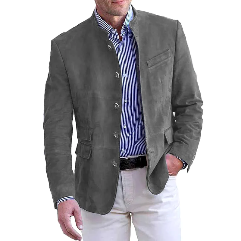2025 autumn new European and American fashion casual commuting suit jacket single breasted stand up collar button jacket