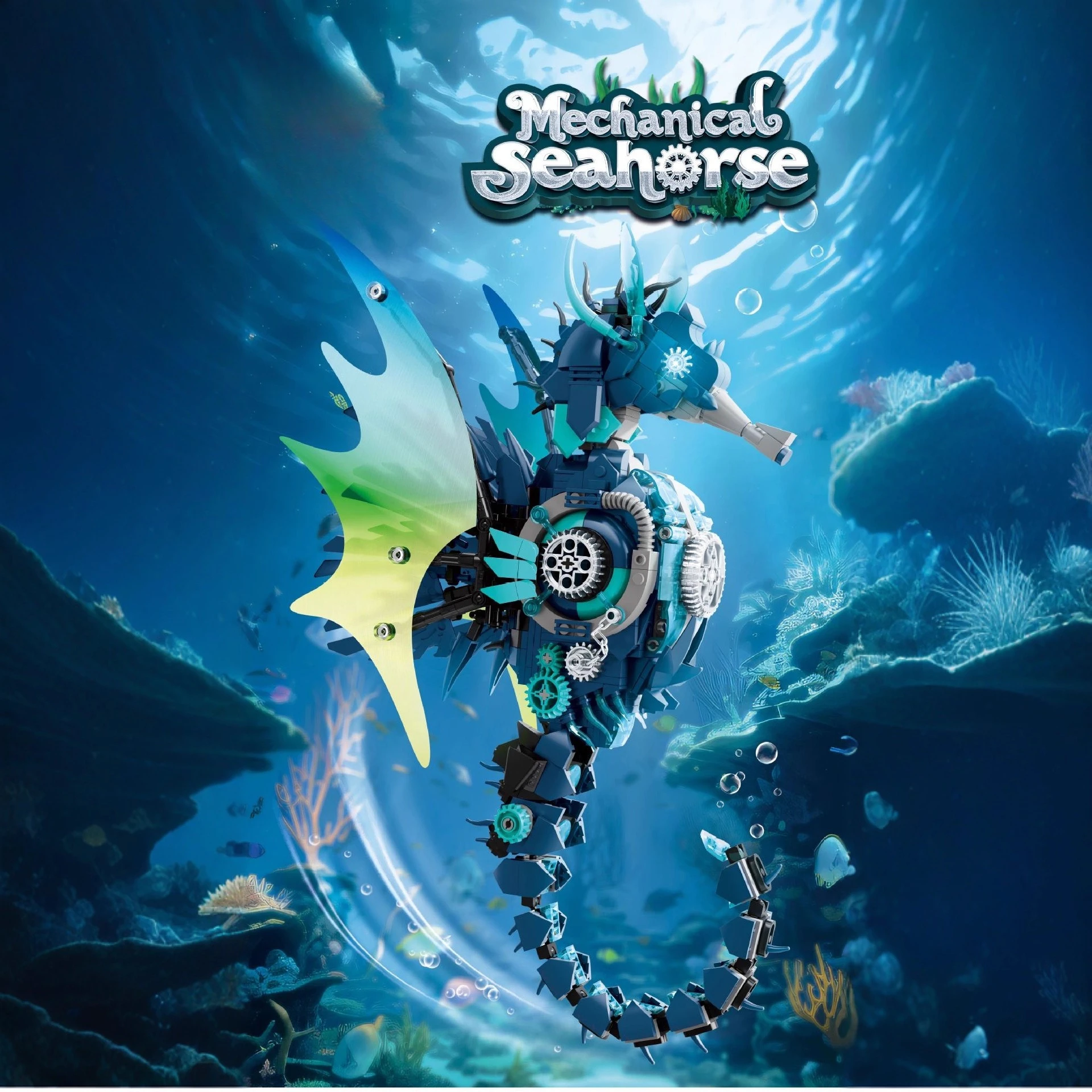 

Mechanical hippocampus building block marine life cyberstyle assembly movable model collection ornament