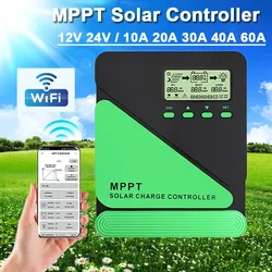 Wifi MPPT 60A 40A 30A Solar Charger Controller 12V 24V Auto Lifepo4 Battery Charger Solar Panel Regulator Max PV Input 100V DC
