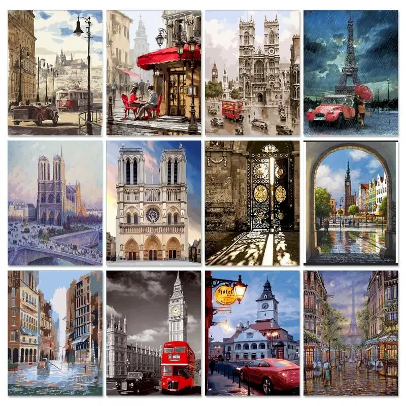 

GATYZTORY Unframe Painting By Numbers Hand Painting DIY Gift Scenery Paint Drawing By Numbers Kits Home Living Room Adults Craft