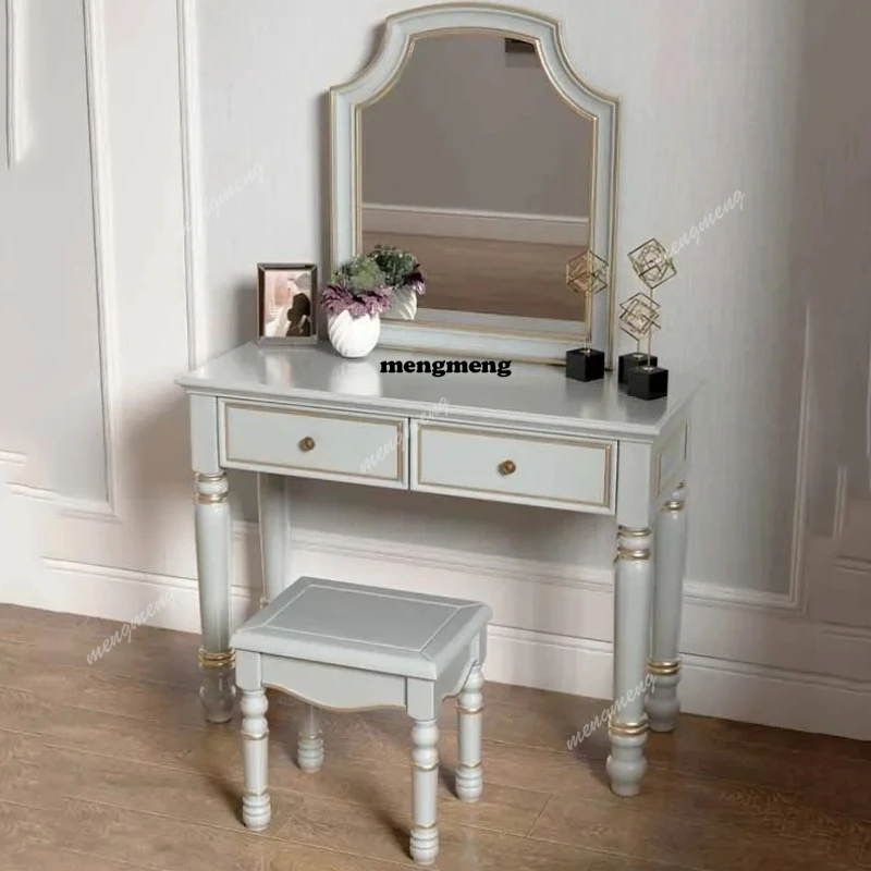 

Wood Modern Drawers Dresser Eithe Girl Box Stool Luxury Storage Dressing Table Bedroom Mirror Women Armadietto Trucco Furniture