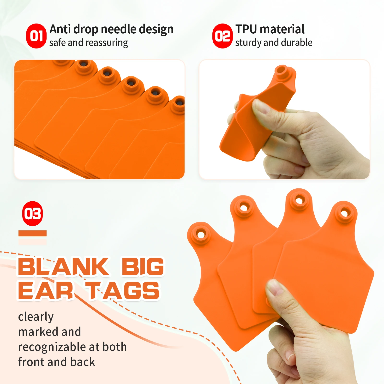 100 Uds. Etiqueta de oreja de TPU engrosada de ganado sin palabras etiqueta de oreja escribir pendientes de cabeza de cobre tarjeta de identificación de caballo de vaca de Animal de granja