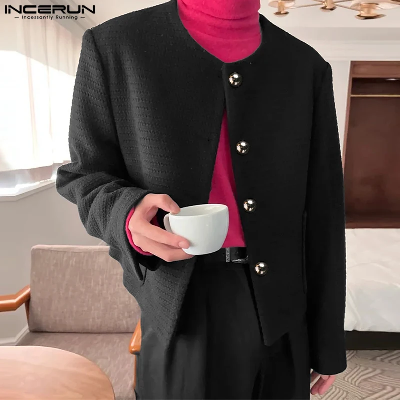 INCERUN Tops 2023 American Style New Men Fashionable Symmetrical Design Solid Blazer Casual Street Long Sleeved Suit Coats S-5XL