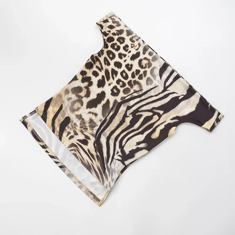 Damski seksowny dwuczęściowy zestaw z nadrukiem zebry i lamparta, bluzki z krótkim rękawem i odkrytymi ramionami + obcisłe spodnie capri, codzienne stroje streetwearowe, odzież klubowa