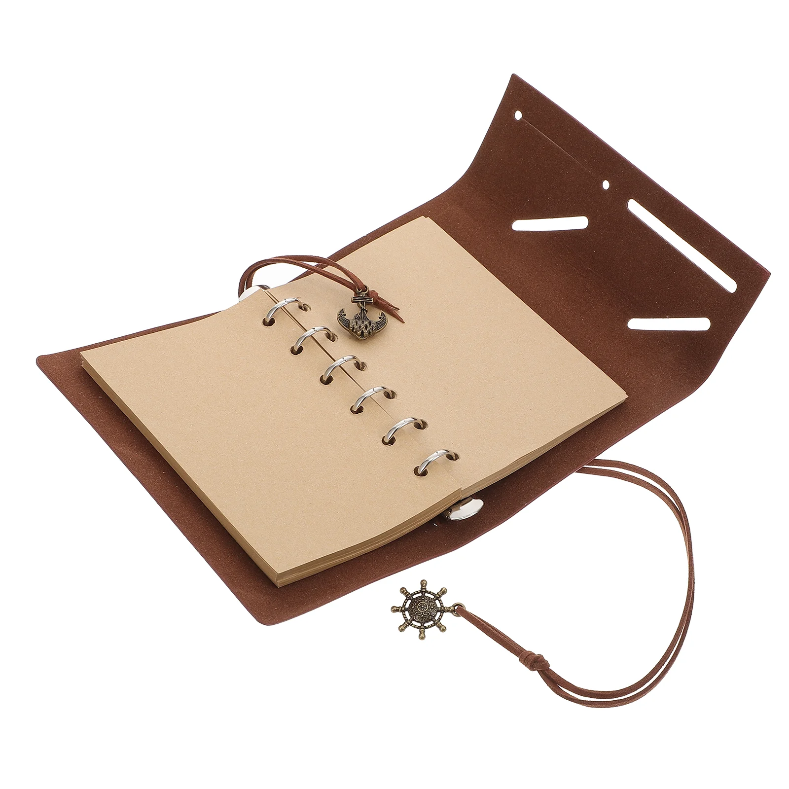 Loose Leaf Notebook Paper PU Cover Travel Journal Diary Strap Vintage Blank