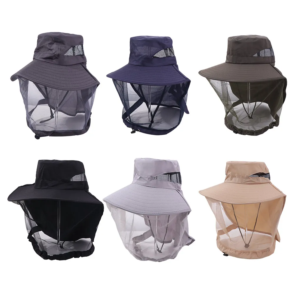 Foldable Bee Mosquito Hat Wide Brim Insect Proof Net Cover Fisherman Hat Bucket Cap Mesh Mask Sun Protection Hat Women