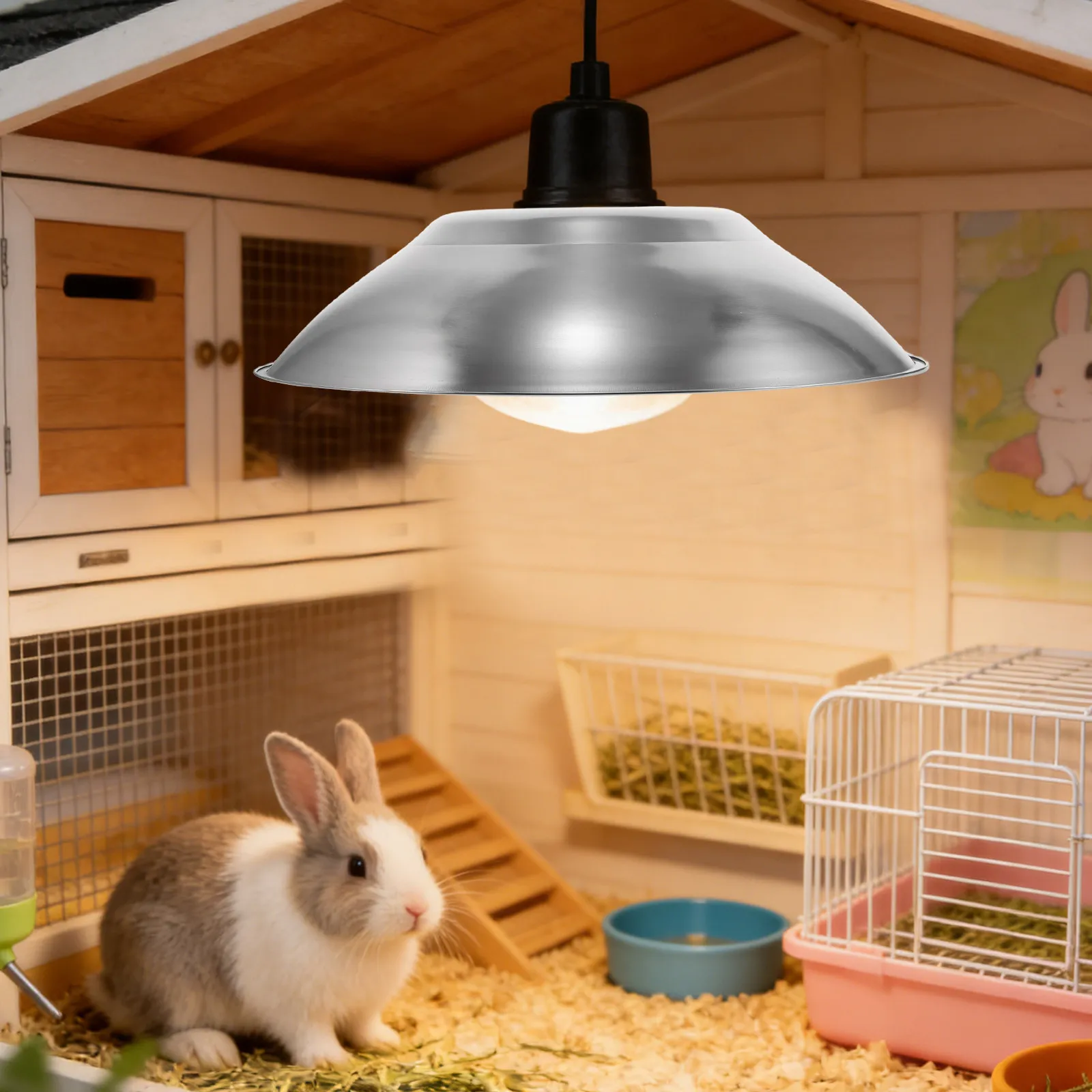 14.17 Inch Stainless Steel Heat Lamp Cage Guard for Chicks Pets Reptiles Chicken Coop Poultry Heating Lampshade Bulb Cover