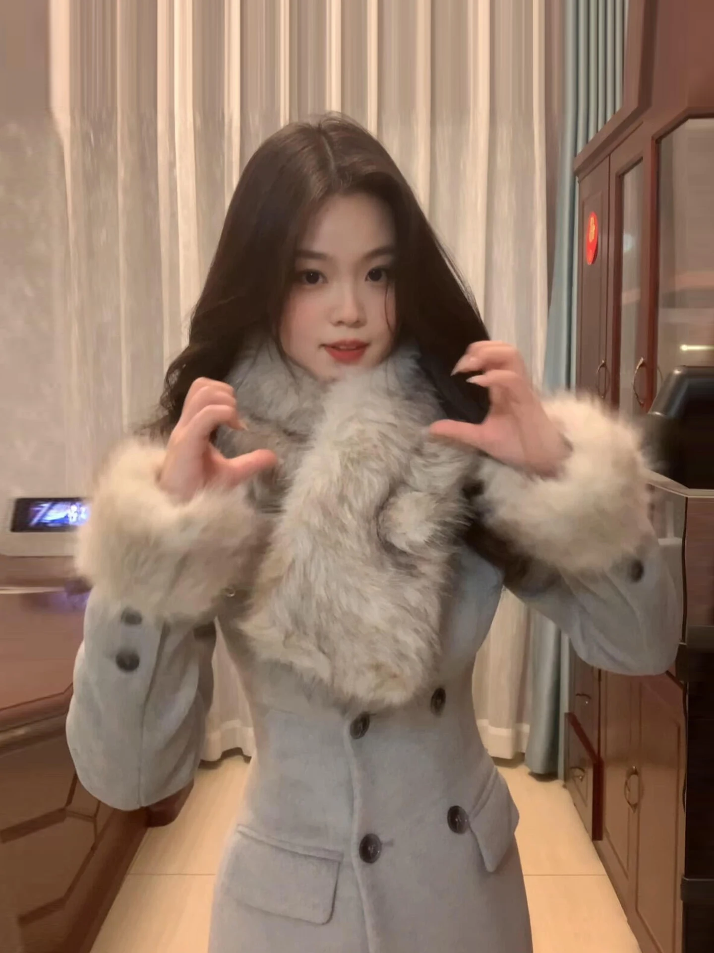 

Женское шерстяное пальто XZY с высокой талией, двубортное, больших размеров, модное, стройнящее, зимнее, в корейском стиле, повседневная верхняя одежда