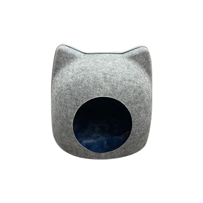 Felt-cloth cat tunnel with mat for warm donut cat bed