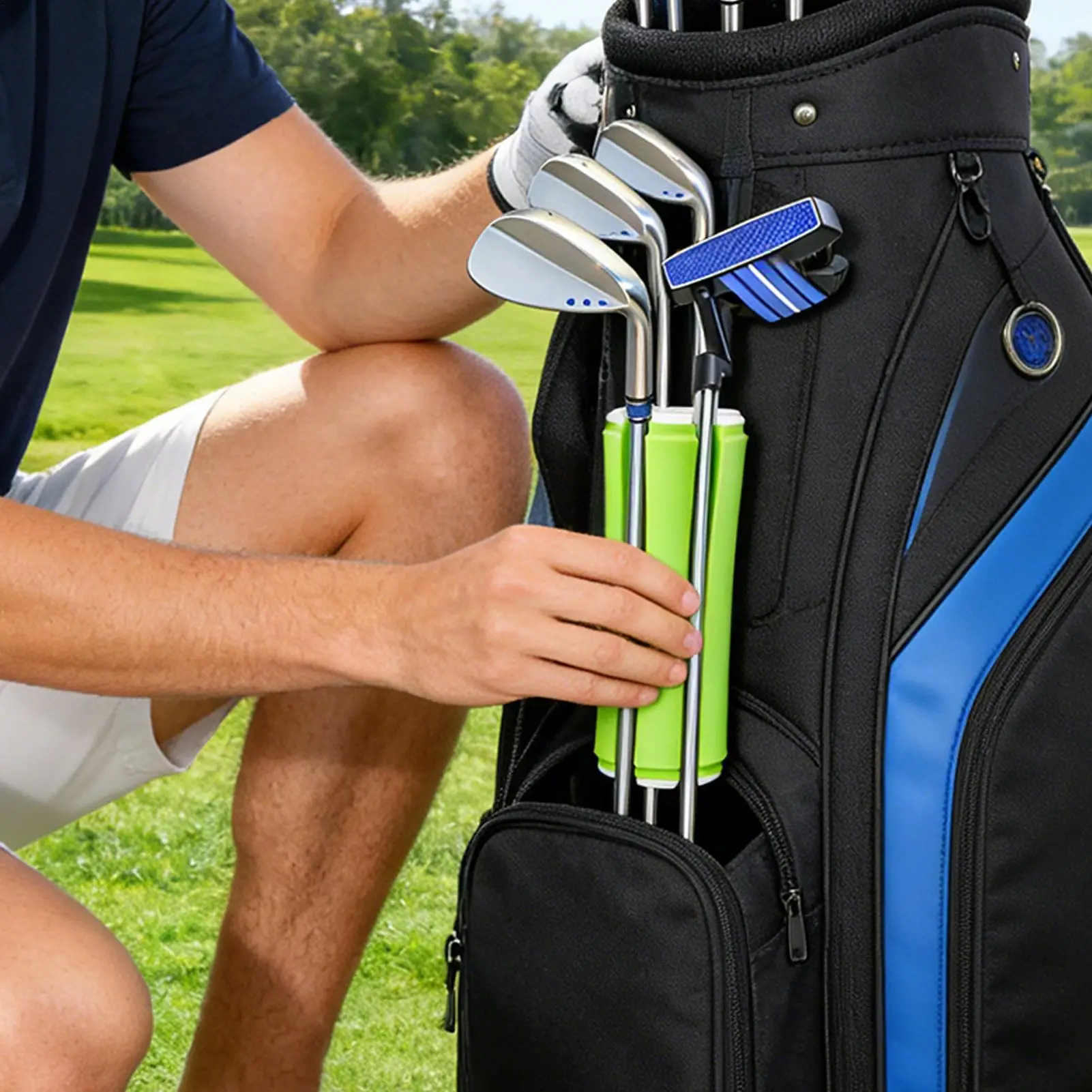 golf-club-organizer-portable-easy-access-organizer-hold-6-golf-clubs-stand-for-beginner-women-men-bag-cart-green-driving-range