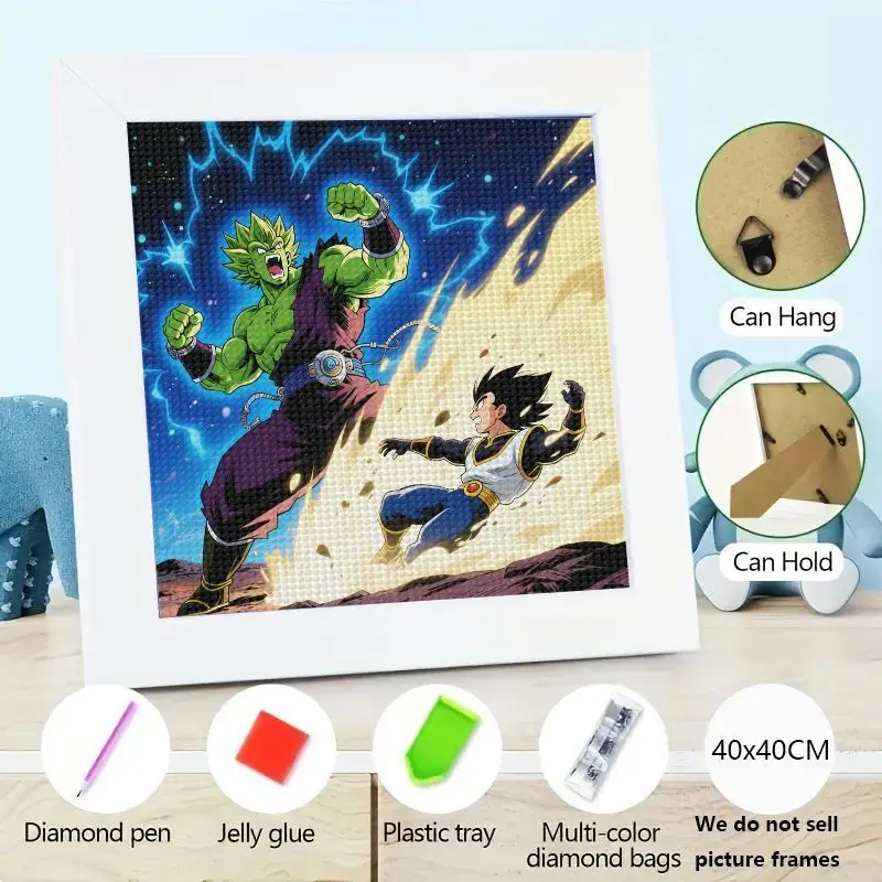 

1 шт., набор для алмазной живописи Dragon Ball Z в стиле аниме 5D, Broly vs Vegeta, полная дрель, сделай сам, алмазная вышивка, ремесло для взрослых и детей,