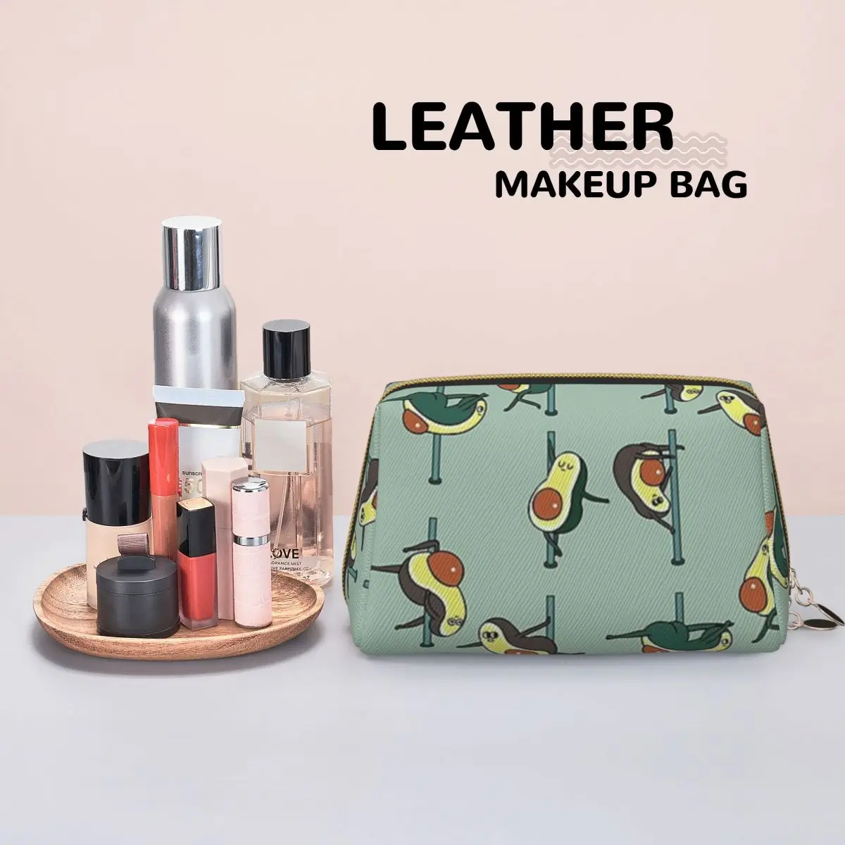 Avocados Pole Dancing Club Women Cosmetic Bag Travel Makeup Organizer Pouch Toiletry Storage Dopp Kit Box