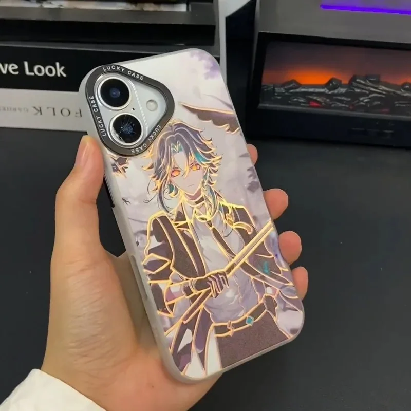 

Anime Boy Cartoon Game Xiao Genshins Impact Phone Case for iPhone 11 12 13 14 15 16 17 Pro Max Plus mini Laser shockproof Cover