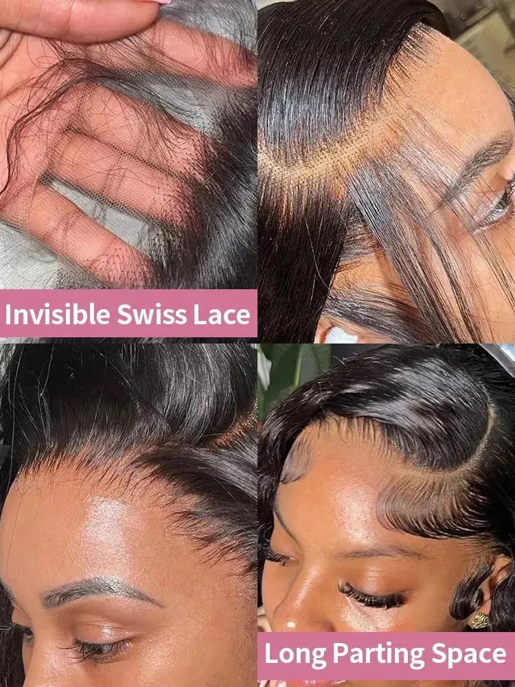 40 42 дюйма 13x6 HD Прозрачные костяные прямые парики фронта шнурка 250% Бразильские парики из человеческих волос 5x5 Бесклеевые парики с закрытием шнурка