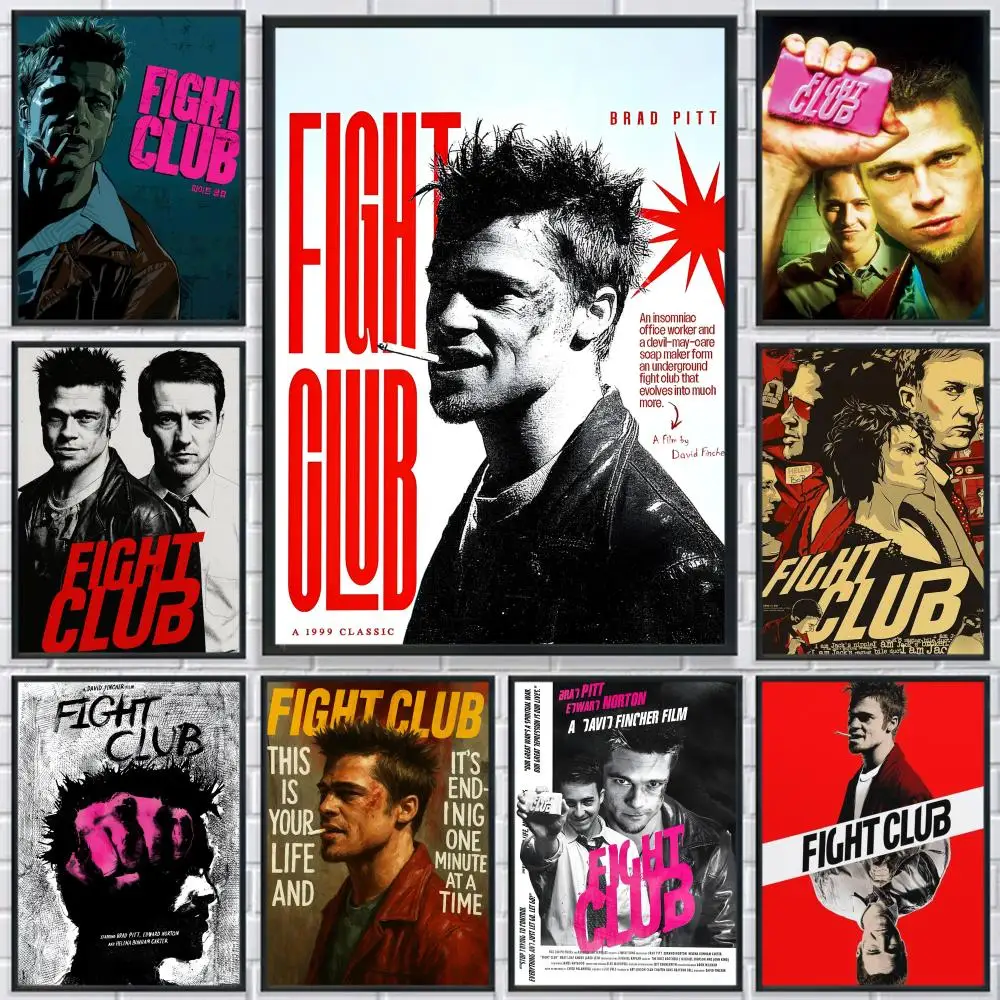 

F-Fight Club Thriller Movie Poster HD Print Personalized Canvas Wall Mural Art Poster Photos for Living Room Home Decor Durable