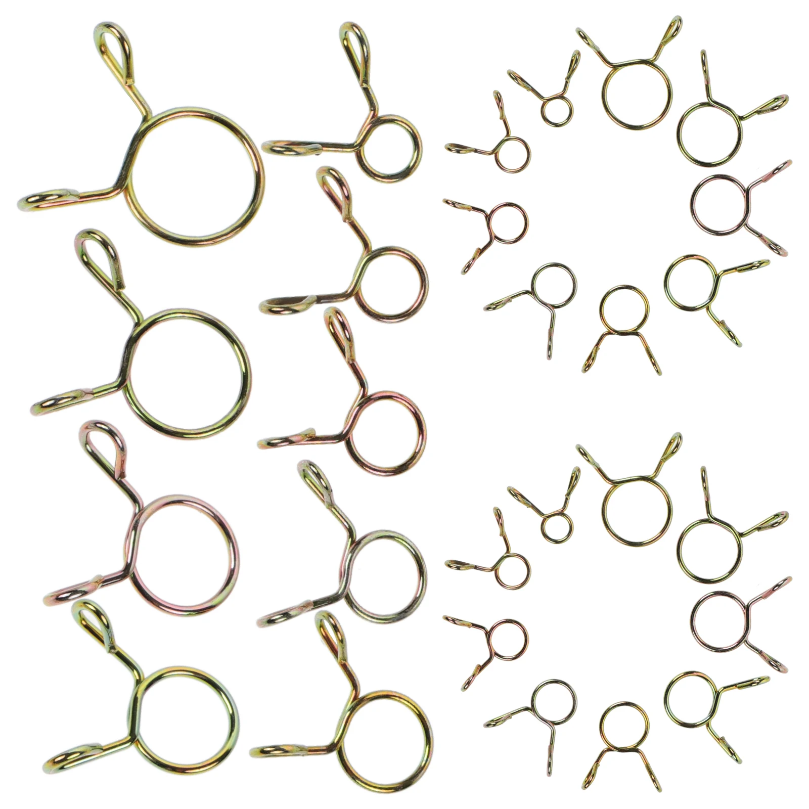 

90 Pcs Galvanized Steel Spring Hose Clips Tubing Clamps Oil Fuel Hoop Set 5mm 13mm Motorcycle Scooter Easy