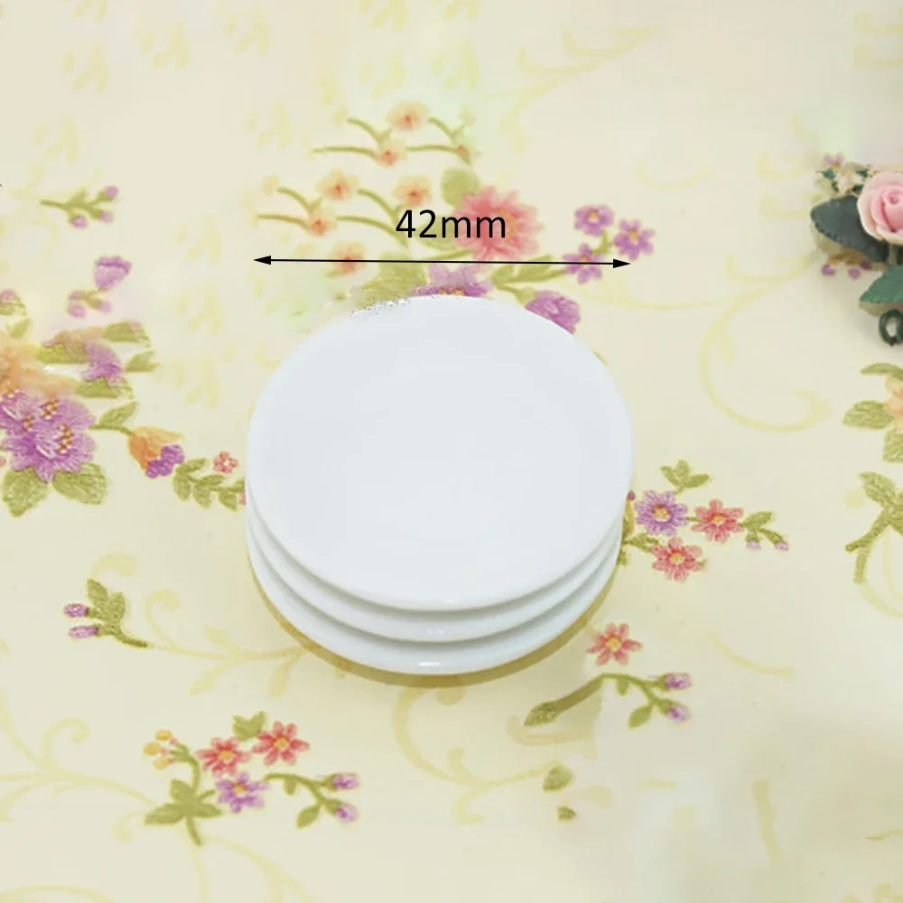 3Pcs 1/12 Dollhouse Miniature Accessories Mini Food Plate Simulation Dessert Disk Model Toy for Doll House Decoration