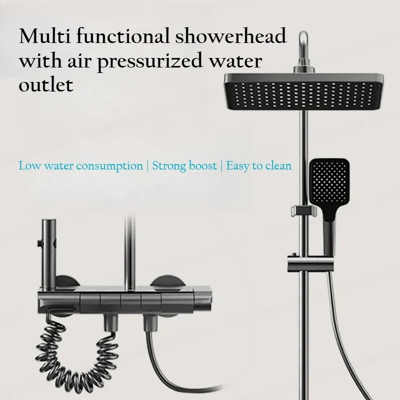 

Aluminum Shower Set Modern Bath Shower Set System Hotel Bathtub Hot Cold Mixer Rainfall Shower Faucet Full Set