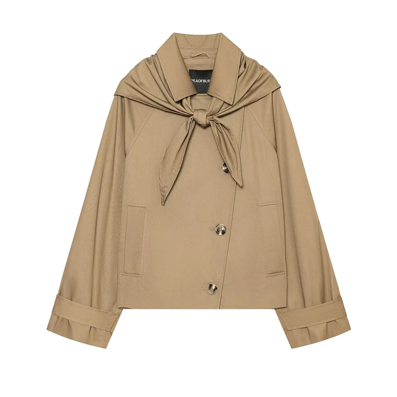Jackets Autumn Women's 2026 New Fashion Loose Scarf Collar Elegant Young Warm Women's Jackets Autumn Street Outerwear Coats