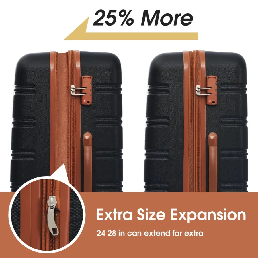 Hardshell Luggage Sets 4 Pcs Bag Spinner Suitcase with TSA Lock Lightweight 16\" 20\" 24\" 28\"