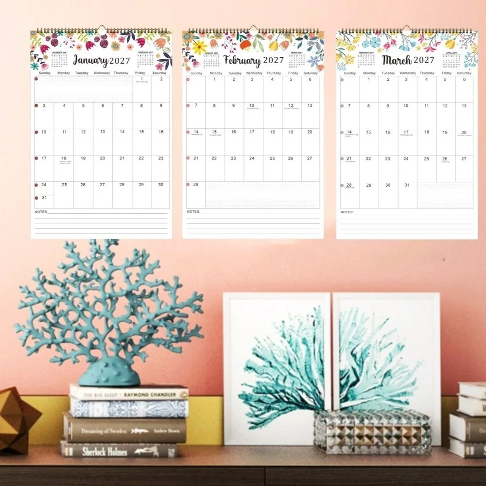 

Thick Paper English Calendar Holidays Marked Daily Study 18 Months Calendar July 2026-December 2027 Hook Hanging