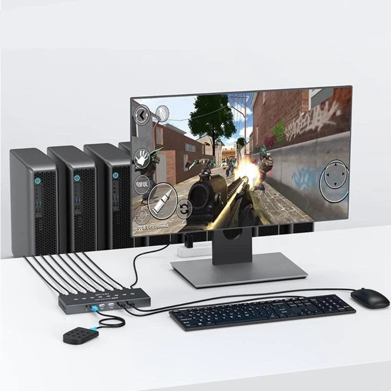 

USB Manual Switching 8 Port USB Converters Splitter for 8 PC Share USB Peripherals Printer Office Home USB2.0 Hubs 896C