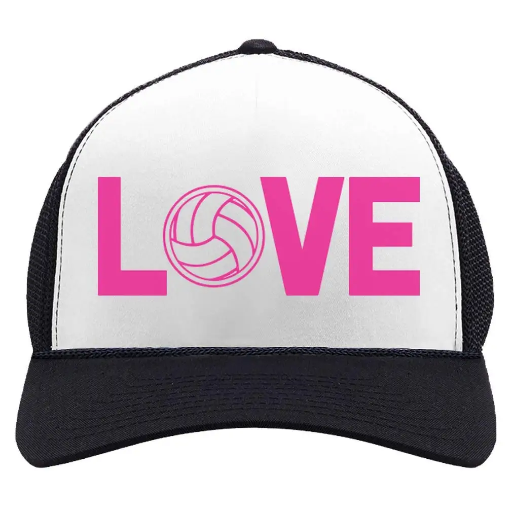 Love Volleyball for Volleyball Fans/Player Trucker Hat Mesh Cap One Size Black for Man Woman